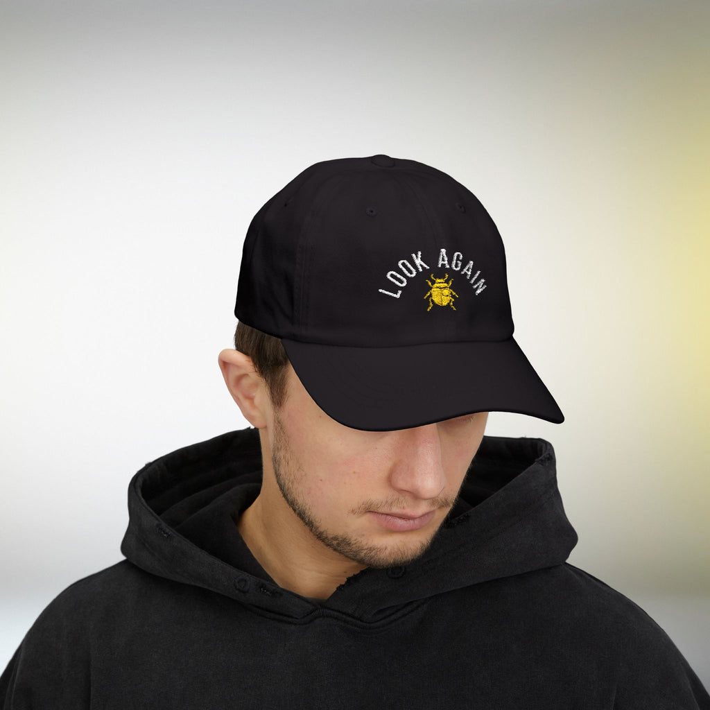 Look Again Embroidered Cap | Minimal Beetle Dad Hat, Premium Unisex Embroidery, Subtle Streetwear Hat