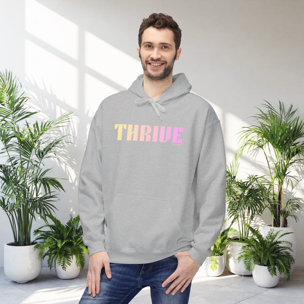 Thrive Bold Big Quote Hoodie | Positive Colorful Print Retro Graphic Pullover