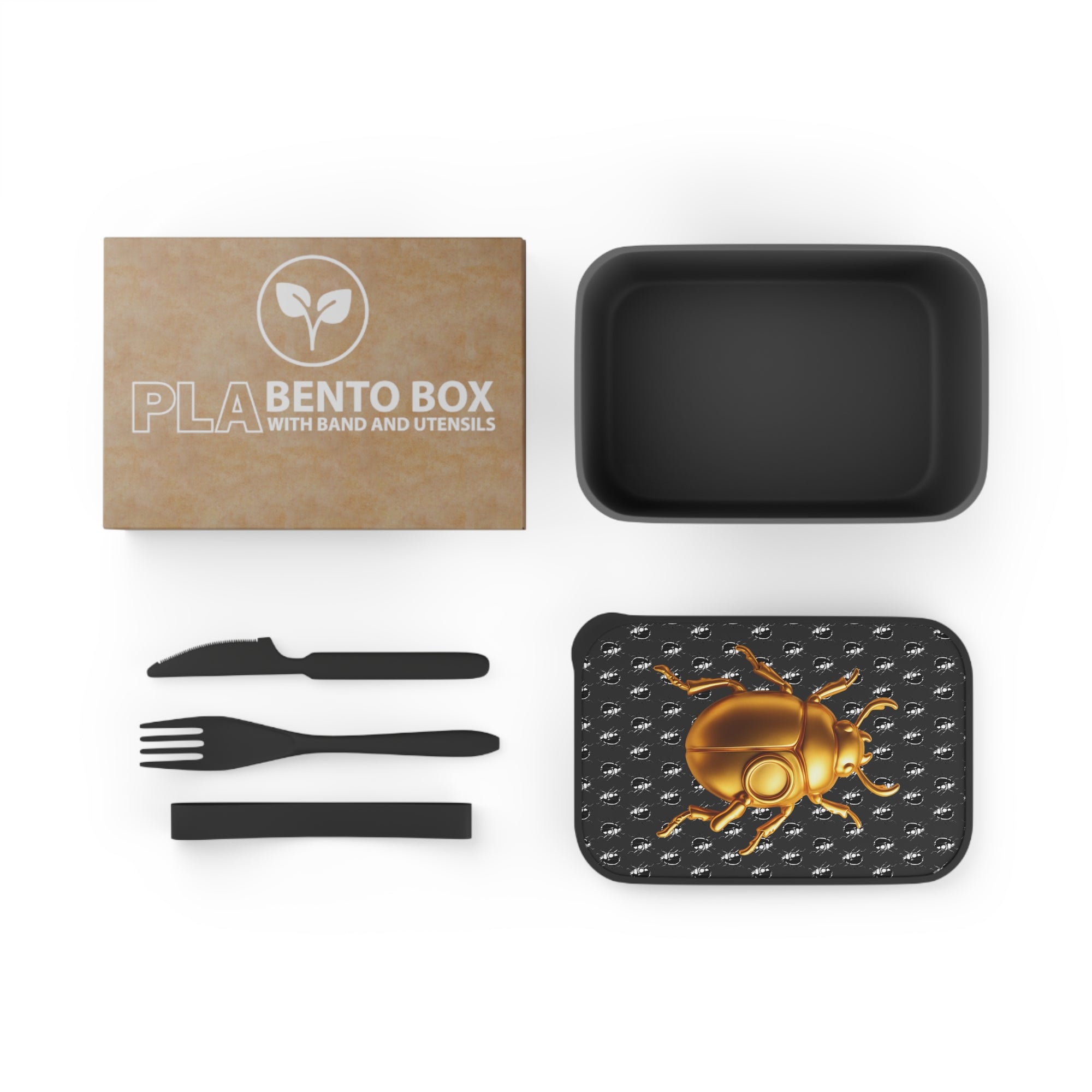 Golden Beetle Tactical Bento Unit -  Bento Box with Band and Utensils