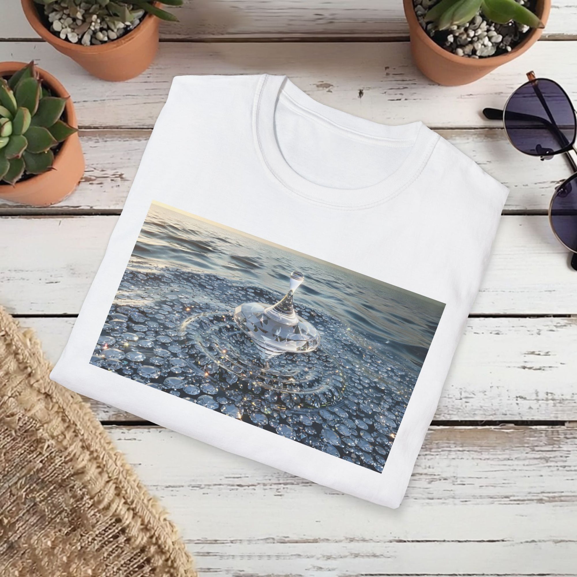 Crystal Spin T-Shirt – Diamond Spinning Top Art | Sparkle & Balance Graphic Tee